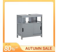SoBuy FRG128-SG Mueble de baño con base para lavabo, armario de baño con cojín para pies, mueble de tocador gris oscuro, A/L/P aprox. 60x61x30cm Gris claro
