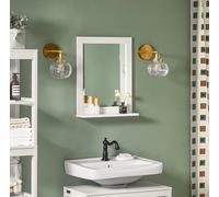 SoBuy FRG129-W Espejo de pared Espejo de baño con estante blanco BHT: 40x49x10cm BLANCO