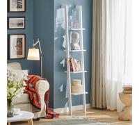SoBuy FRG15-W Estante de pared con cuatro estantes, estantería tipo escalera independiente, estantería para libros, estantería para baño, blanco, ancho: 33 cm BLANCO