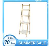 SoBuy FRG162-N estantería tipo escalera, estantería independiente plegable, librero con 4 estantes, madera de caucho y MDF, WHD: 42x140x34cm Café