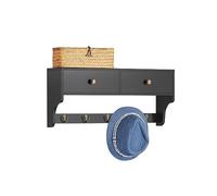 SoBuy FRG178-SCH Estantería Moderna de Pared Perchero de Pared para Entrada con 5 Ganchos y 2 cajones 60 x 15 x 27 cm Negro ES