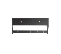 SoBuy FRG178-SCH Estantería moderna de pared Perchero de pared para entrada con 5 ganchos y 2 cajones 60 x 15 x 27 cm Negro ES