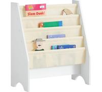 SoBuy FRG225-W: Estantería infantil, estantería para libros de niños, estante colgante, estantería para libros y revistas con 4 compartimentos, de poliéster - 62x71x29 cm
