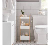 SoBuy Mueble baño Auxiliar Estrecho con 3 estantes Resistentes - Mueble Almacenaje Armario baño de MDF Muebles de baño hasta 30kg en Madera para baños pequeños 28x20x74cm FRG226-F