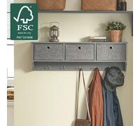 SoBuy FRG282 Pared armario pasillo armario vestidos gancho percha sin materia con 3 cestas y 5 ganchos armario BHT aprox. : 100x30x20cm Gris claro