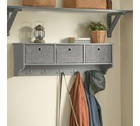 SoBuy FRG282 Pared armario pasillo armario vestidos gancho percha sin materia con 3 cestas y 5 ganchos armario BHT aprox. : 100x30x20cm Gris claro