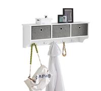 SoBuy FRG282 Pared armario pasillo armario vestidos gancho percha sin materia con 3 cestas y 5 ganchos armario BHT aprox. : 100x30x20cm Negro