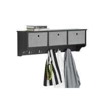 Sobuy frg282-sch perchero de pared con 5 ganchos y 3 cajones negro