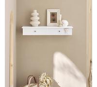 SoBuy FRG43 Estante de pared con 2 cajones - Estante de pared moderno para pasillo, salón y dormitorio 64x15x10cm BLANCO