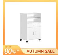 SoBuy Carrito de cocina FSB09-SCH con ruedas y encimera extensible para microondas Negra