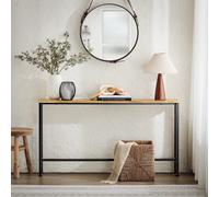 SoBuy FSB19-E Mesa consola estrecha para pasillo - Consola para salón, sideboard metal vintage, diseño robusto - Ideal para muebles de recibidor, oficina - Natural & Negro, 120x65x20cm Caqui