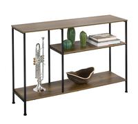 SoBuy FSB35-PF mesa consola vintage con 3 estantes mesa de pasillo de metal decoración aparador mesa auxiliar naturaleza/negro marrón