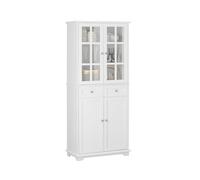 SoBuy FSB76-W Aparador Alto de Cocina con 4 Puertas Muebles Auxiliar de Almacenaje para Comedor Salón con 2 Cajones 75 x 40 x 175 cm Blanco ES