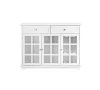 SoBuy FSB77-W Aparador Cocina Mueble Vitrina de Cristal con 3 Puertas y 2 Cajones 119 x 40 x 90 cm ES