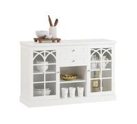Sobuy Fsb79-w Aparador Cocina Mueble Vitrina De Cristal Con 2 Puertas Y 2 Cajones 120 X 39 X 78 Cm Es