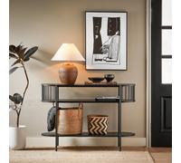 SoBuy FSB90 Mesa de consola Mesa consola de pasillo de metal con compartimentos de almacenamiento, diseño industrial para pasillo 110 × 39 × 76 Negro