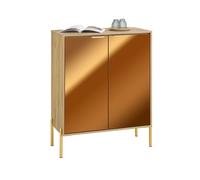 SoBuy FSB96-G Aparador moderno con puertas de cristal espejado y buffet dorado con 5 compartimentos y estantes para salón pasillo Oro