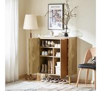 SoBuy FSB96-G: Mueble aparador moderno con puertas de cristal espejado y patas metálicas doradas. Mueble para recibidor con 5 compartimentos y estantes. Dimensiones aproximadas: 83 x 100 x 38 cm (anch