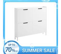 SoBuy FSR100 Mueble zapatero con 4 solapas, zapatero con 8 estantes, mueble zapatero estrecho, cómoda, estantería para zapatos Verde claro