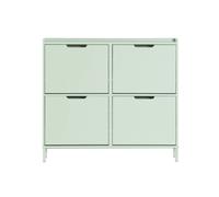 SoBuy FSR100 Mueble zapatero con 4 solapas, zapatero con 8 estantes, mueble zapatero estrecho, cómoda, estantería para zapatos Verde claro