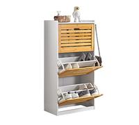 SoBuy FSR108-WN Zapatero con 3 Solapas y 2 Ganchos Armario de Entrada Zapatero Estrecho Organizador 55 x 30 x 112 cm ES