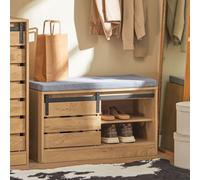 SoBuy FSR120-N: Zapatero con puerta corredera, banco con espacio de almacenamiento, estante para zapatos, banco para recibidor, banco para pasillo, banco para la entrada, baúl para zapatos, cómoda con