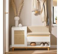 SoBuy FSR128 Banco de zapatos con aspecto de rejilla y tablón de almacenamiento, asiento para zapatos, cómoda para zapatero para niños BLANCO