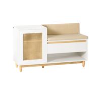 SoBuy FSR128-W Banco Zapatero con 2 Estantes, 1 Cajón y 1 Puerta Entrada Recibidor con Cojín Acolchado de Asiento, Madera de ingeniería, 100 x 35 x 60 cm ES
