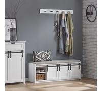 SoBuy FSR133-W Banco Zapatero con Puerta corrediza de Granero Armario Multifuncional de Asiento para Entrada con 2 Estantes de Almacenamiento Blanco 120 x 35 x 45 cm ES