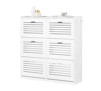 SoBuy FSR145-W Zapatero con 6 Solapas y 2 Ganchos Zapatero Estrecho Organizador Armario de Entrada 115 x 30 x 112 cm Blanco ES