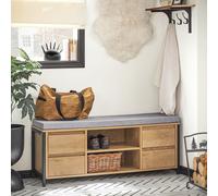 SoBuy FSR149-N: Zapatero con banco, mueble para zapatos con asiento, baúl para zapatos, cómoda con asiento, banco con espacio de almacenamiento, estante para zapatos, banco para pasillo, color natural