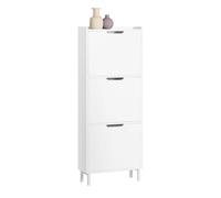 SoBuy FSR151-H-W Zapatero de 3 aletas Zapatero estrecho con 6 superficies de estante Cómoda para zapatos Estante para zapatos Blanco BLANCO