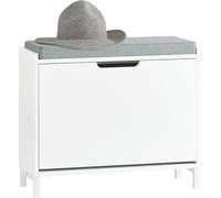 SoBuy FSR151-K-W: Zapatero con 1 puerta, armario estrecho para zapatos, estante para zapatos con 2 compartimentos, mueble para zapatos, color blanco, dimensiones aproximadas: 60 x 52 x 24 cm