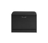 SoBuy FSR16 Banco de zapatos con cojín de asiento, zapatero, camión volquete con 1 solapa BHT aprox. : 60x47x30cm Negro