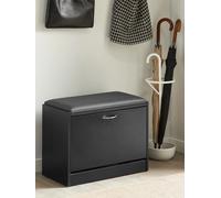 SoBuy Banco zapatero FSR16-SCH con asiento y puff almacenaje negro soporta 120 kg