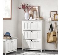 SoBuy Mueble zapatero FSR162-W estrecho 3 solapas abatibles, blanco 80x30x111 cm