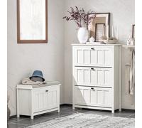 SoBuy FSR162-W Mueble zapatero con 3 solapas, mueble zapatero estrecho, estantería para zapatos, zapatero con 6 estantes, cómoda BLANCO