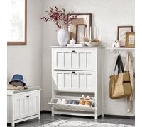 SoBuy Mueble zapatero FSR162-W estrecho 3 solapas abatibles, blanco 80x30x111 cm