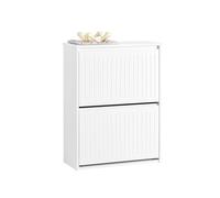 SoBuy Zapatero Estrecho Entrada Recibidor - Mueble Zapatero con 2 Solapas - Ideal para Pasillo Estrecho - Blanco, MDF Resistente, 61x26x81 cm - FSR165-K-W