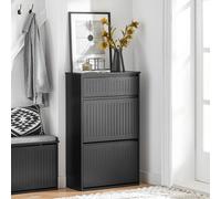 SoBuy Mueble zapatero FSR165-SCH estrecho 2 solapas y cajón organizador Negro 61x26x100 cm