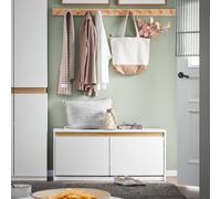 SoBuy FSR171-W Camión volquete con asiento, banco de tablón Cofre para zapatos con espacio de almacenamiento Blanco BHT aprox. 104x47x30cm BLANCO