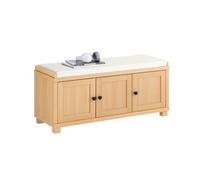 SoBuy FSR188-N Banco Zapatero 3 Puertas y 4 Compartimentos Abiertos, L104 x D35 x H47 cm, Natural Nature