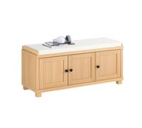 SoBuy FSR188-N Banco Zapatero 3 Puertas y 4 Compartimentos Abiertos, L104 x D35 x H47 cm, Natural Nature