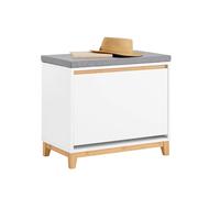 SoBuy FSR191-WN Asiento de almacenamiento oculto Banco de zapatos Cojín de asiento ideal Área de entrada 115 kg Doblado BLANCO