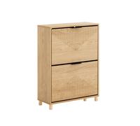 Sobuy fsr200-ii-n, armario zapatero delgado para ahorrar espacio - armario de entrada moderno con puertas plegables, armario zapatero moderno de madera clara para 8 pares de zapatos - armario exterior