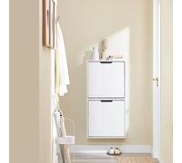 SoBuy FSR204-W Zapatero de pizarra, 19cm de profundidad, montaje bidireccional y almacenamiento blanco antiinclinación, B50xH100xT19cm BLANCO
