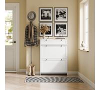 SoBuy FSR207-W Zapatero volquete estrecho hasta 8 pares de zapatos con cajones y puertas plegables Ideal para apartamentos pequeños 80x19x107 BLANCO