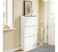 SoBuy FSR215-W Mueble para zapatos extremadamente estrecho de 18 cm, apto para zapatos grandes hasta la talla EU 47, mueble para zapatos estrecho para entradas, pasillos, apartamentos pequeños, ahorro