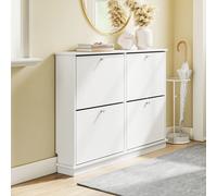 SoBuy FSR216-W - Mueble para zapatos extremadamente estrecho (18 cm), apto para zapatos grandes hasta talla EU 47. Ideal para entradas, pasillos y apartamentos pequeños. Ahorra espacio. Medidas: 105 ×
