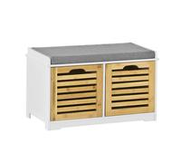 SoBuy FSR23 Banco de Almacenamiento, Banco de Almacenamiento de Zapatos con Cojines y 2 - 3 Puertas o Armarios, ES
